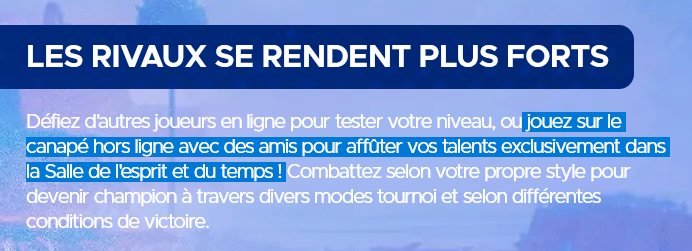 Le site promotionnel de Dragon Ball Sparkling Zero indique "Défiez d'autres joueurs en ligne pour tester votre niveau, ou jouez sur le canapé hors ligne avec des amis pour affûter vos talents exclusivement dans la Salle de l'esprit et du temps !"